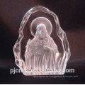 2015 venta caliente 3D iceberg cristal grabado láser para la religión Jesús escultura de cristal